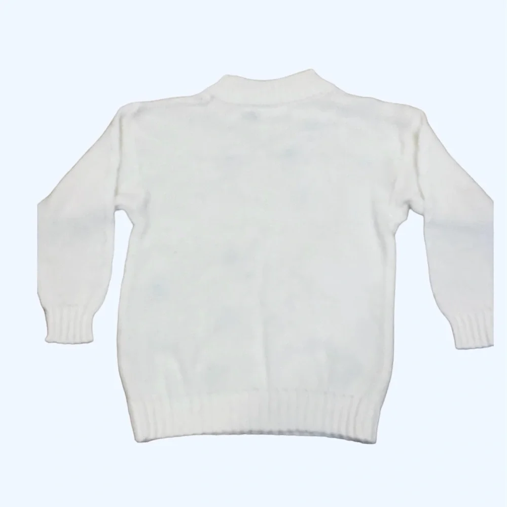 Vintage White Cable Knit Rosette Sweater Pink Mint Green Floral M Pastel Cottage